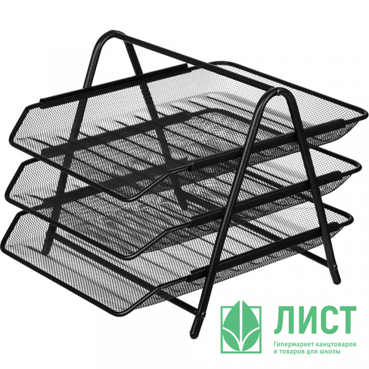 Лоток д/бумаг металлический 3 секции Attache черный арт.688768