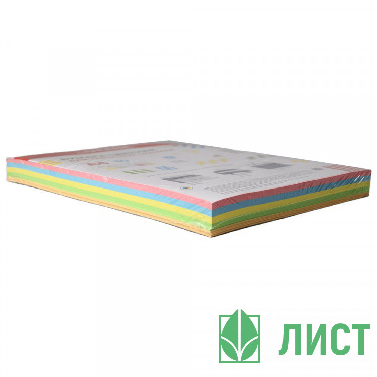 Бумага цветная А4 250л пастель МИКС 5 цветов 80г/м2 арт. (Ст.8)