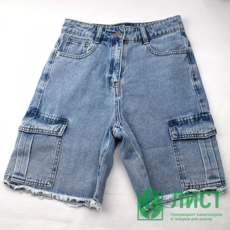 Шорты для девочки артикул Deloras 22563 размер 34/134-44/164 цвет джинс голубой