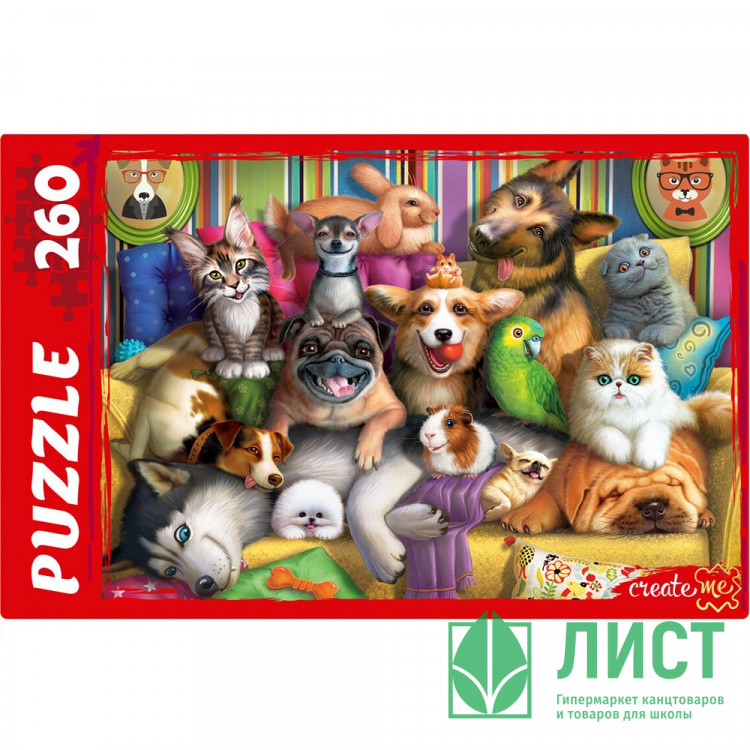 Пазл 260 элементов Забавные животные №1 (РК) арт.П260-8202