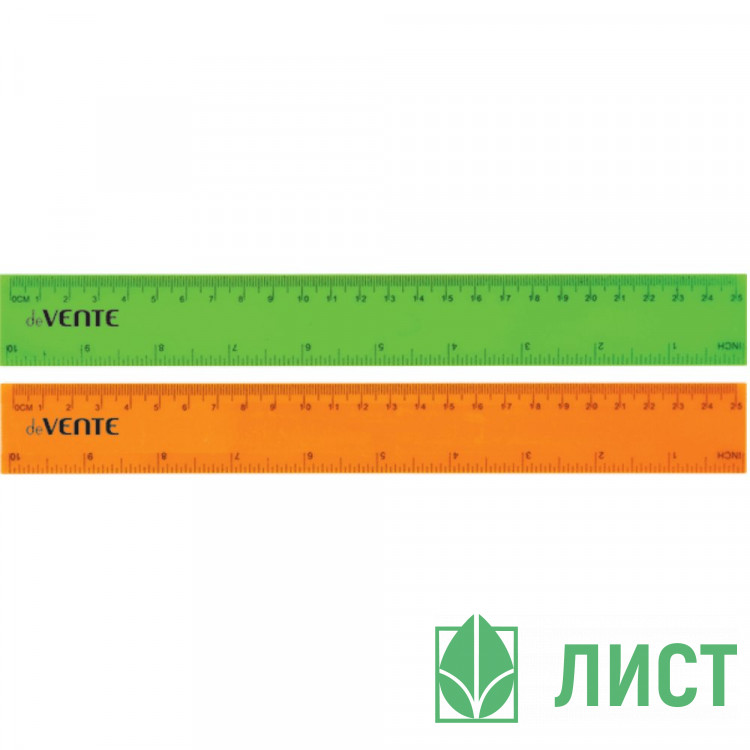 Линейка 25 см пластиковая deVENTE цветная флуоресцентная арт.5091328 (Ст.60)