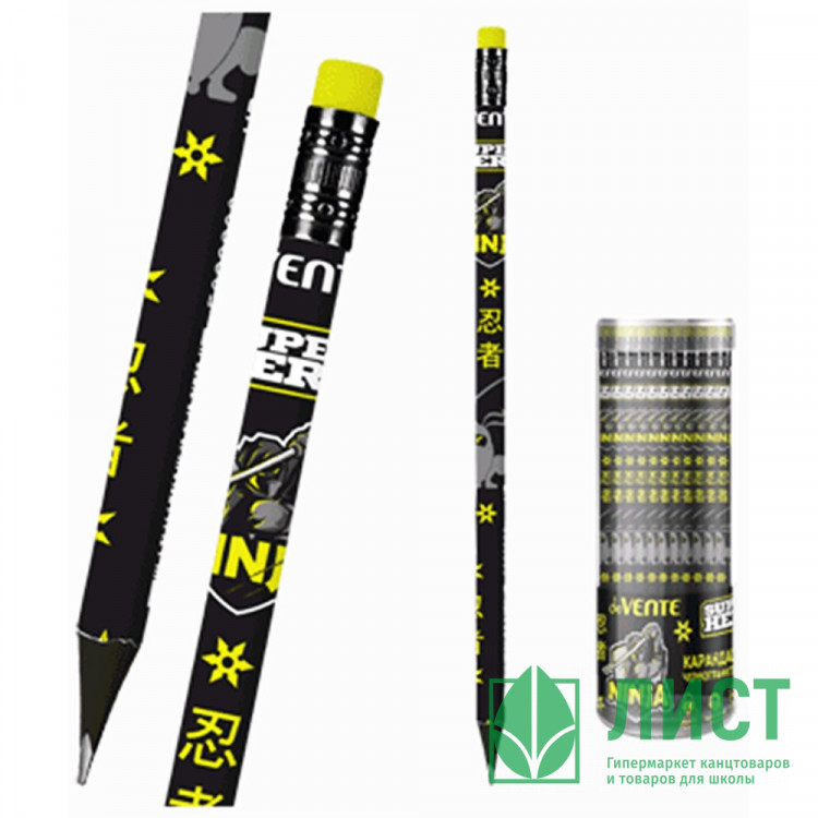 Карандаш ч/г deVENTE c ласт. HB SuperHero. Ninja, трехгранный арт.5032329 (Ст.)