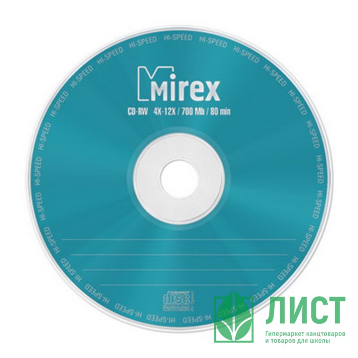 Диск  CD-RW Mirex 700Мб 12х 80мин  Cake Box (Ст.10) УПАКОВКА