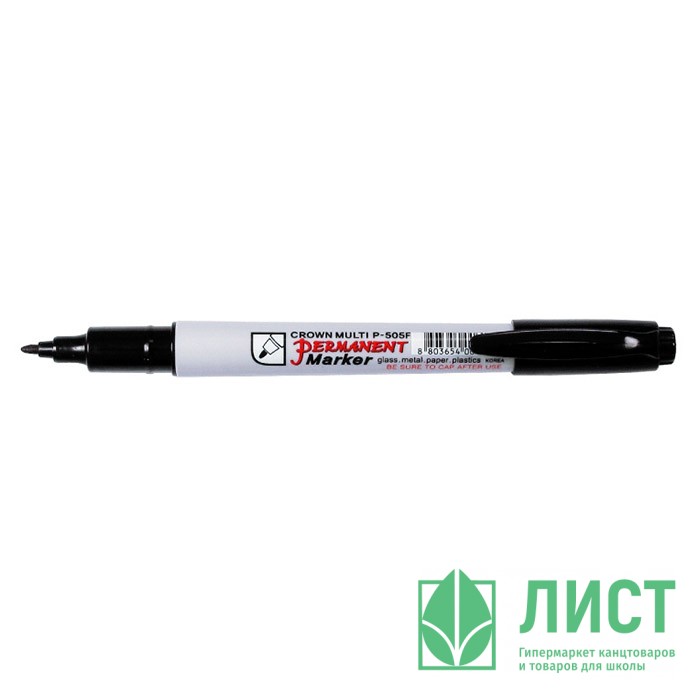 Маркер перманентный Crown MULTI MARKER круглый 1мм черный арт.Р-505F (Ст.12)