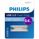 Флеш диск 64GB PHILIPS IRON, USB 2.0, серебристый