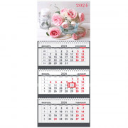 Календарь настенный 3-бл 2024 295*710мм "Цветочная композиция" на 3 гребях Attomex арт.2133344