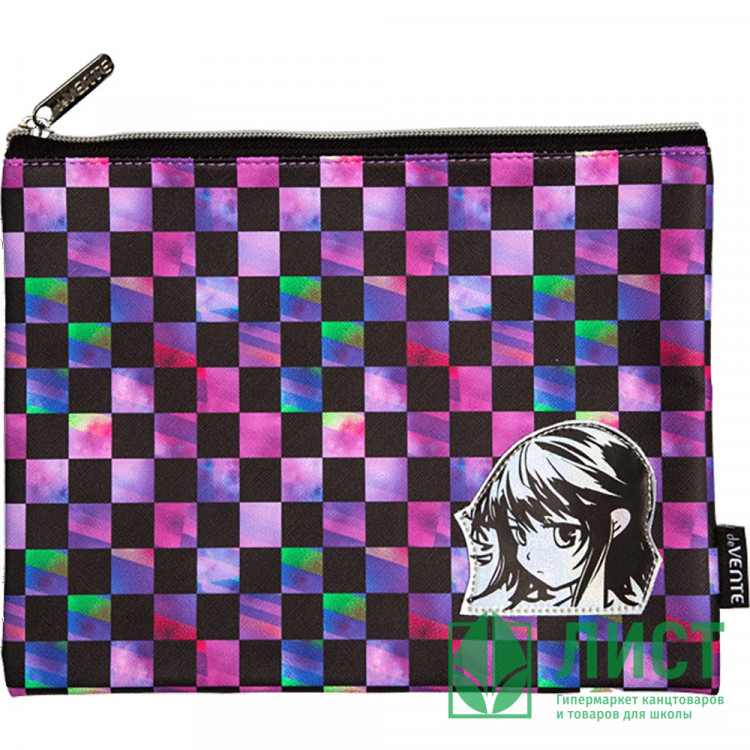 Папка школьная для тетрадей А5 на молнии кожзам (deVENTE) Contemporary Mind аппликация арт.8056477