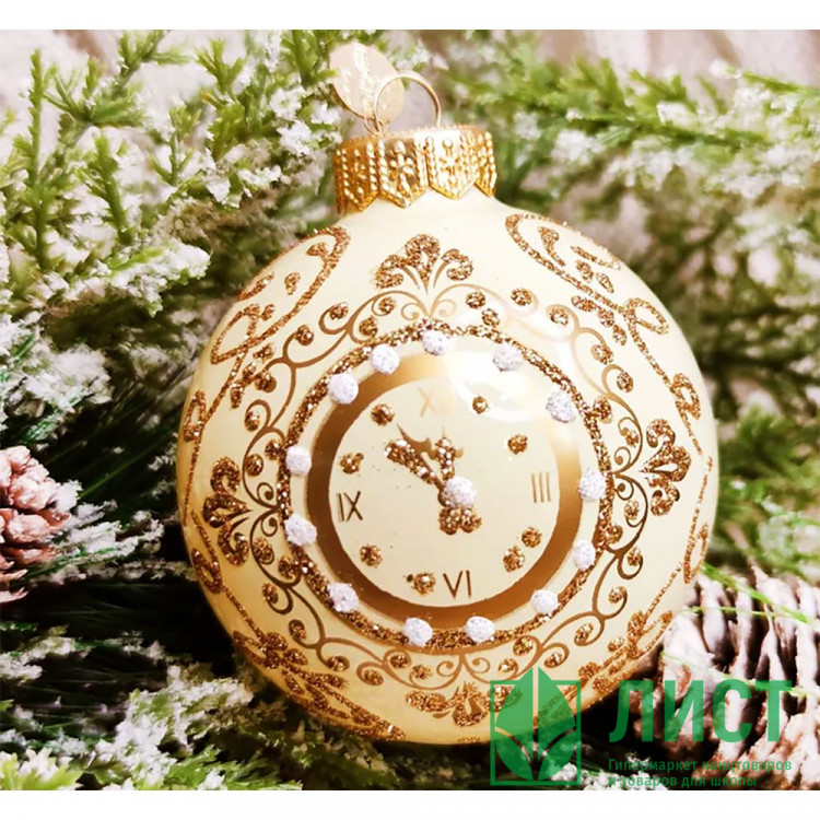 Шар стекло 08см "Новогодние куранты" п/у арт.КУ-80-224023/2