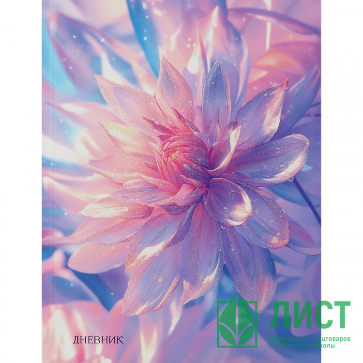 Дневник школьный твердая обложка (Prof-Press) Красивый цветок-1 глянцевая ламинация глиттер арт.Д40-9491