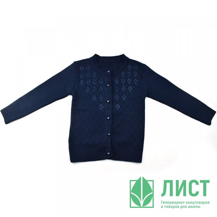 Кардиган для девочки (MULTIBREND) артикул Ромбики размерный ряд 30/116-36/140 цвет синий