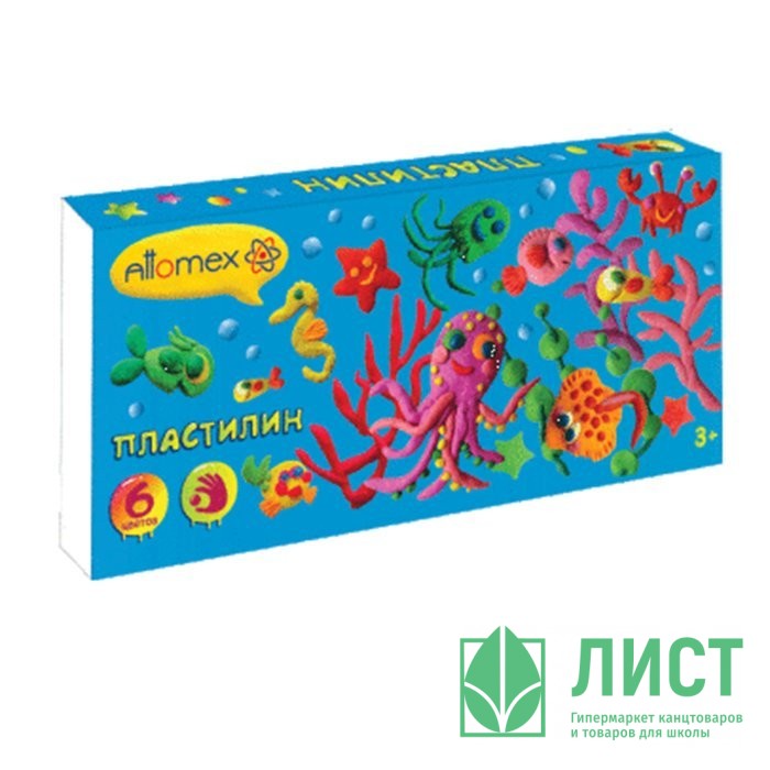 Пластилин 6 цветов 90 грамм (Attomex) Классический картонная коробка арт 8042812