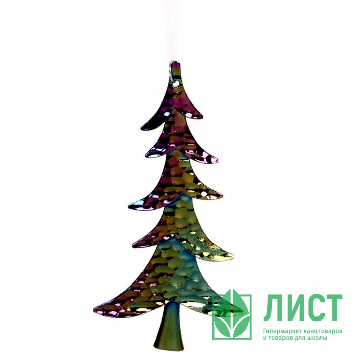 Украшение декор.подвеска пластик "Елочка блестящая" 12см цв.хамелеон арт.916-922