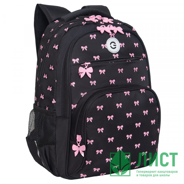 Рюкзак для девочек (Grizzly) арт.RG-568-2/1 чёрный 28х39х20 см