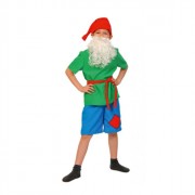 Костюм М (СКАЗКА) Гном Добряк (шорты,рубаха,колпак,борода,пояс) р.104-128 арт.5007