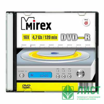 Диск  DVD-R Mirex 4,7Гб 16x Slim Case (Ст.1) штука Диск  DVD-R Mirex 4,7Гб 16x Slim Case (Ст.1) штука