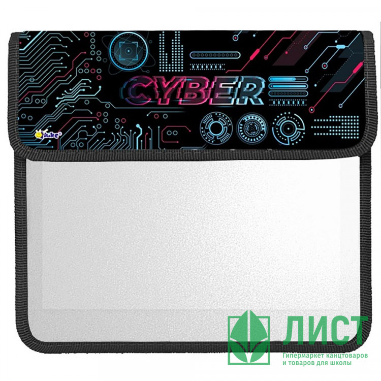 Папка школьная для тетрадей А5 на липучке 2 отделения (ОНИКС) Кибер неон арт ПТ-95