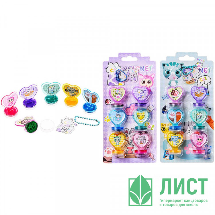 Штампик (Mazari) набор 6 штук Котики размер 3х4 см арт.M-20737