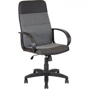 Кресло для руководителя пластик/ткань/кожзам AV209 МК серый с черной ниткой