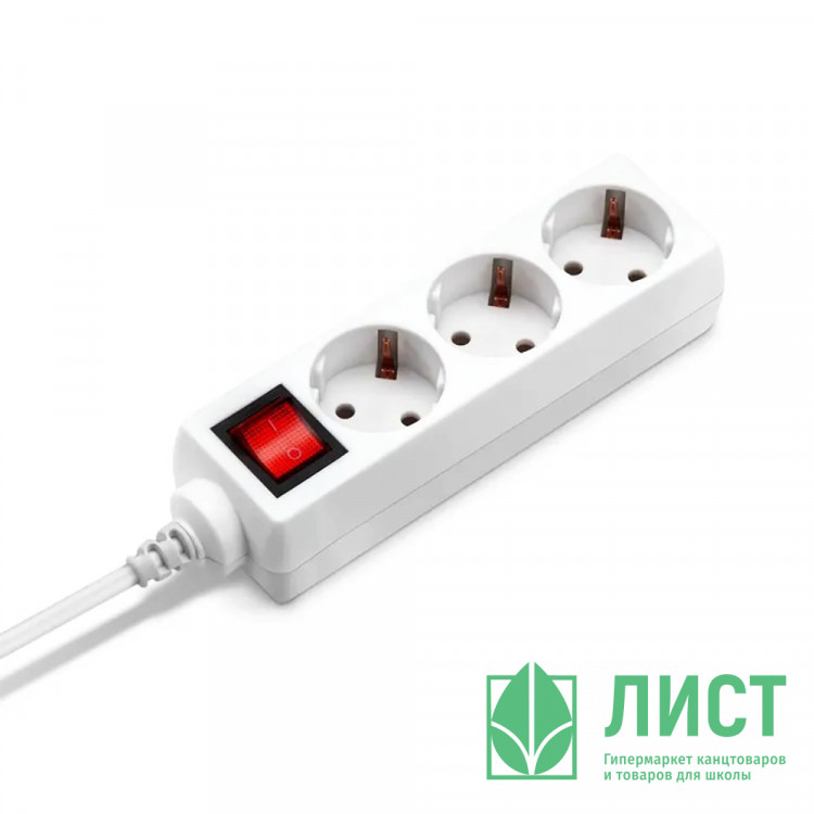 Сетевой удлинитель Buro BUPS3.1/W 1.5м (3 розетки) белый (пакет ПЭ)