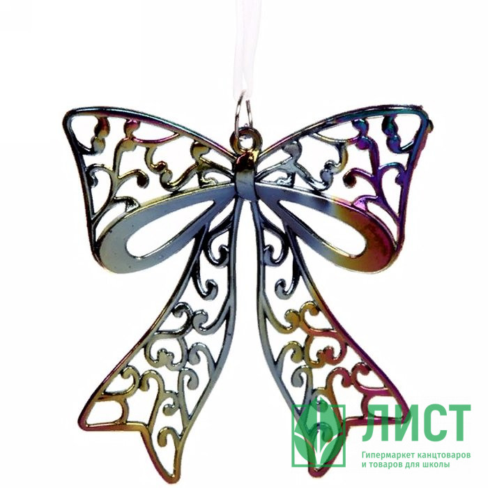 Украшение декор.подвеска пластик "Бантик ажурный" 09см цв.хамелеон арт.916-927