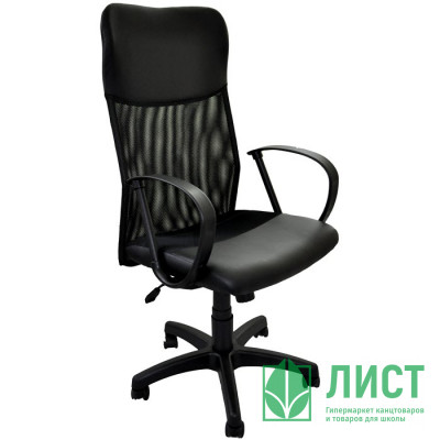 Кресло для руководителя пластик/сетка/эко-кожа  БОБ черный Кресло для руководителя пластик/сетка/эко-кожа  БОБ черный