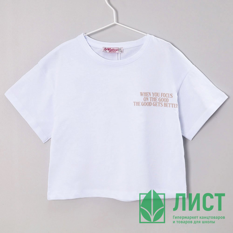Футболка для девочки арт. Vln 14270  размер 34/134-44/164  цвет белый