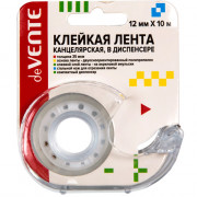 Скотч канцелярский 12*10  deVente, 35мкм, прозрачный, пластиковая втулка, в пластиковом диспенсере арт.4162107 (Ст.)