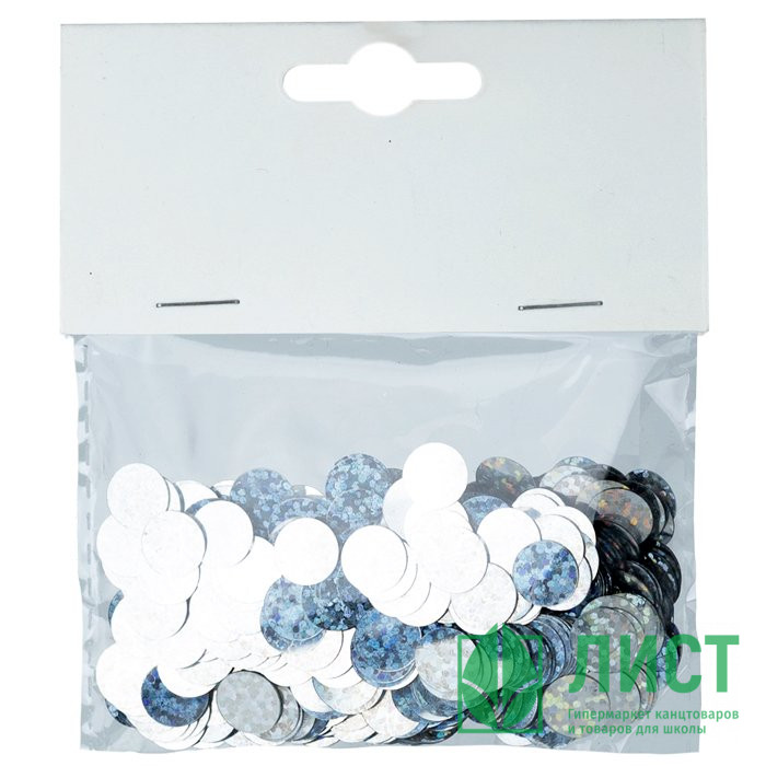 Конфетти 15гр "Кружочки радужные" цв.серебро арт.87138