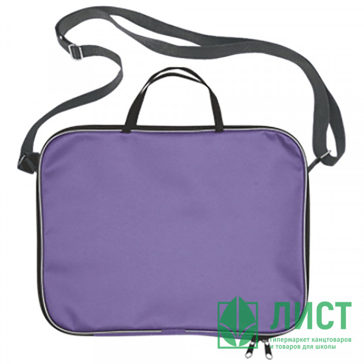 Папка А4 текстиль на молнии ремень ручка-тесьма широкая боковина (deVENTE) Сиреневая арт.3075120