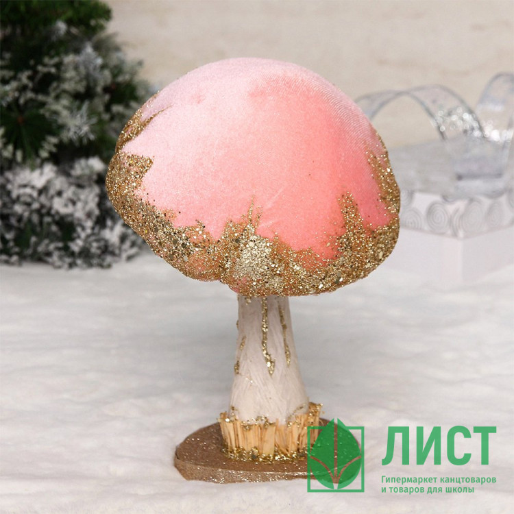 Игрушка декор. "Бархат Грибочек сказочный" 26см цв.розовый арт.183-0528
