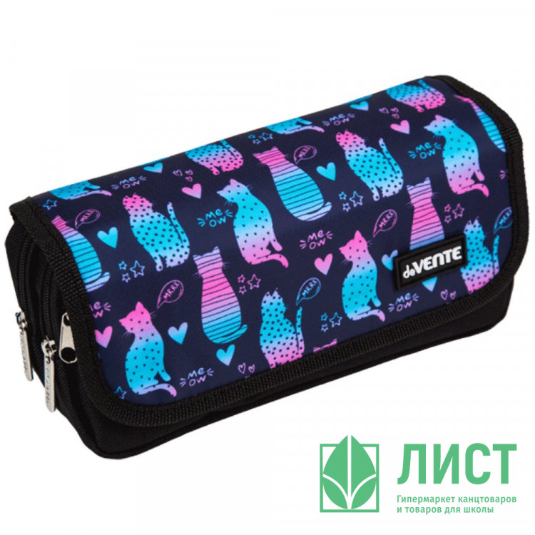 Пенал-косметичка 2 отделения с верхней створкой на липучке (deVente) Limited Edition Cats 205x95x70мм арт.7029465