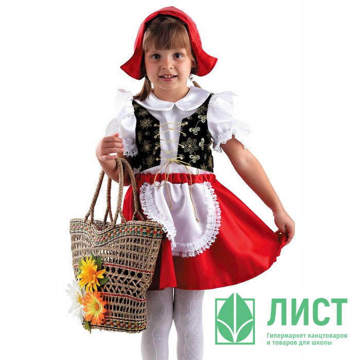 Костюм Д (СКАЗКА) Красная шапочка (блузка,юбка,шапочка) р.26/104-34/134 арт.7002