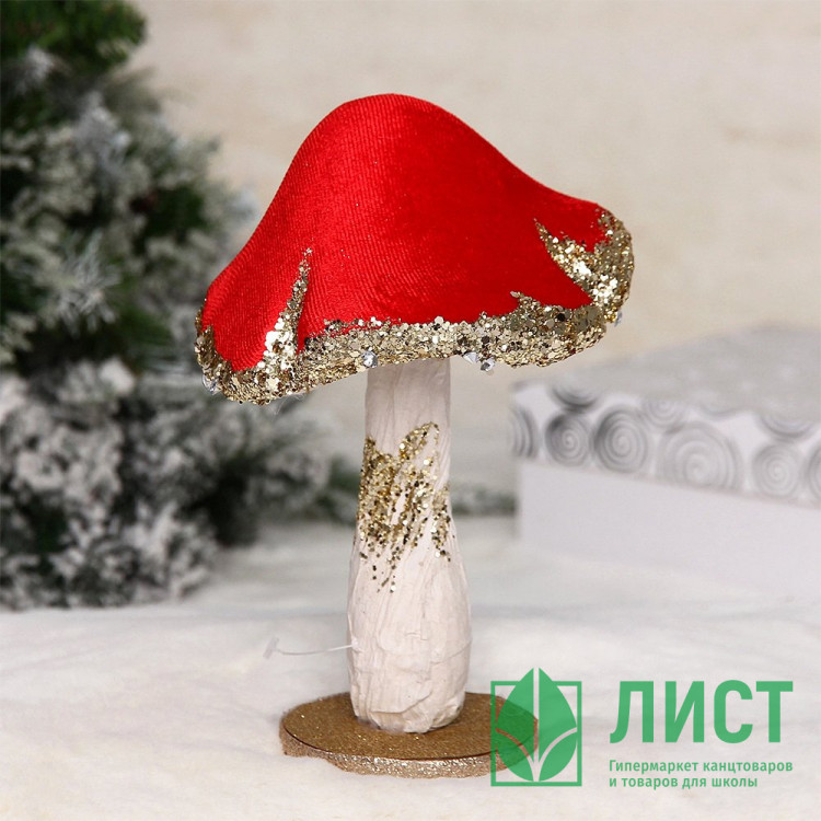 Игрушка декор. "Бархат Грибочек сказочный" 18,5см цв.красный арт.183-0524