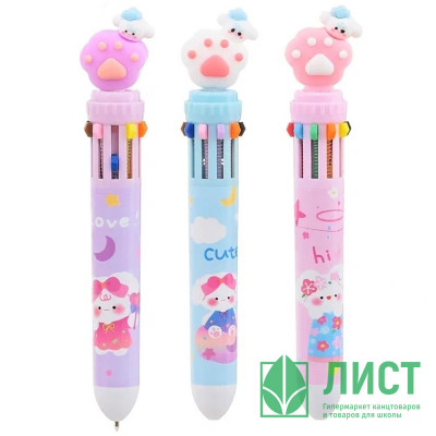 Ручка многоцветная 10-цветная (MC Basir) Лапки 0,5мм ассорти арт.JD-6613 Ручка многоцветная 10-цветная (MC Basir) Лапки 0,5мм ассорти арт.JD-6613