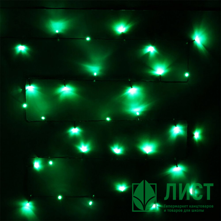 Гирлянда электрическая для дома точечная 7,5м 80LED цвет зеленый (зеленый провод) 8режимов арт.183-809