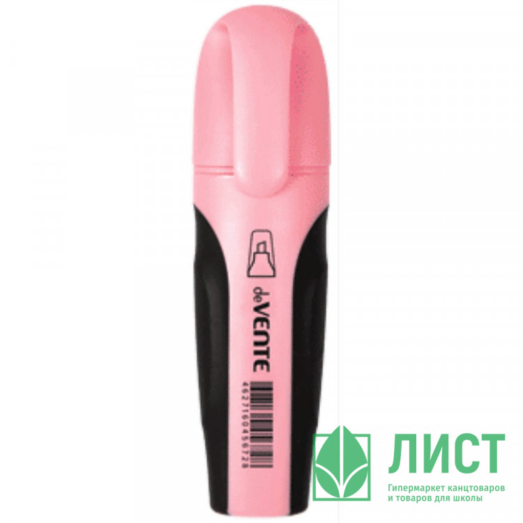 Текстовыделитель  deVENTE  1-5мм скошенный, Пастель (Pastel) розовый, каучуковые вставки арт.5045901 (Ст.12)