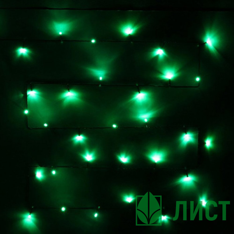 Гирлянда электрическая для дома точечная 9,5м 100LED цвет зеленый (зеленый провод) 8режимов арт.129-033