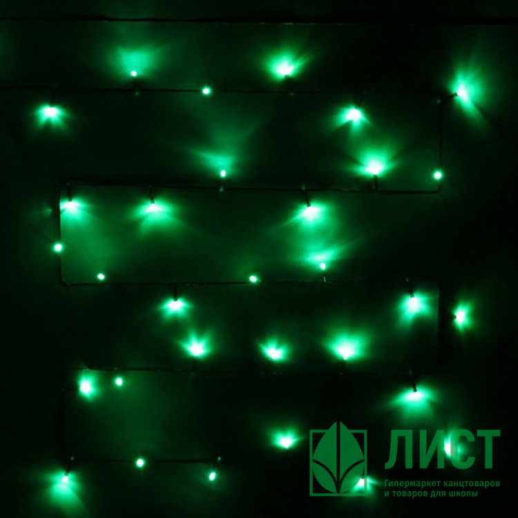 Гирлянда электрическая для дома точечная 9,5м 100LED цвет зеленый (зеленый провод) 8режимов арт.129-033