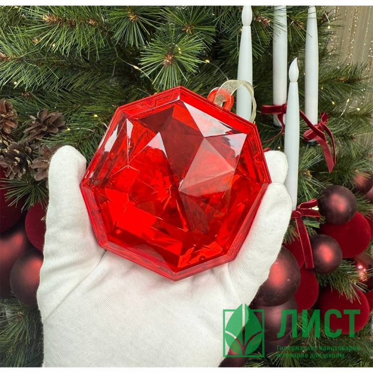 Украшение декор.подвеска пластик "DIAMOND_Elegant" 10см цв.красный арт.196-0839