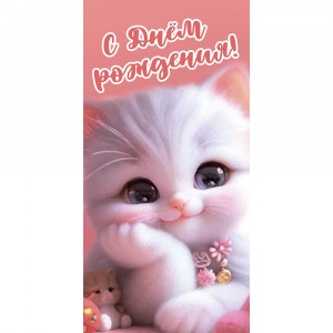 Конверт для денег С днем рождения! Котик арт.KD00000357