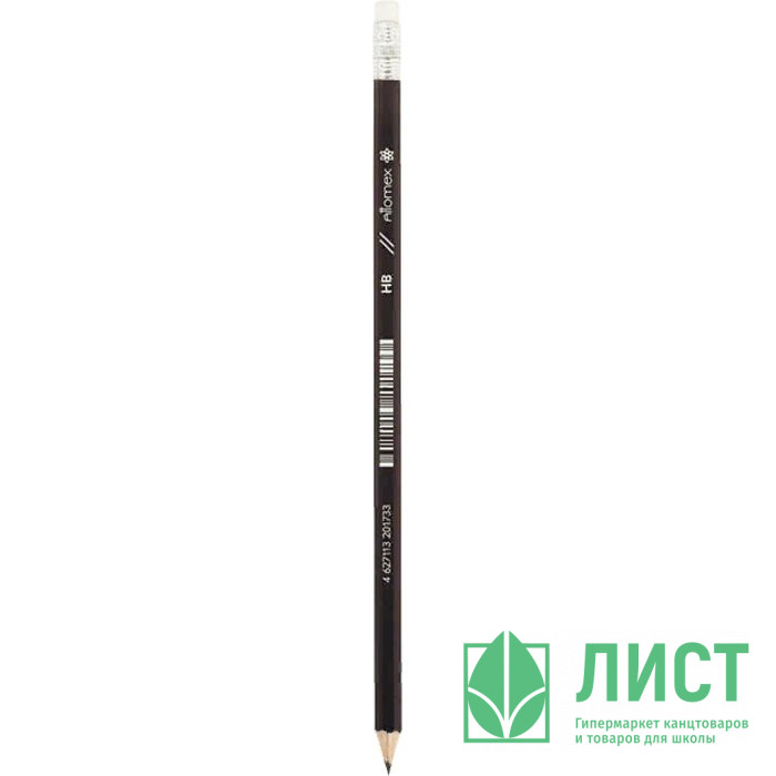 Карандаш ч/г Attomex с ластиком пл/корпус НВ черный корпус арт.5032103