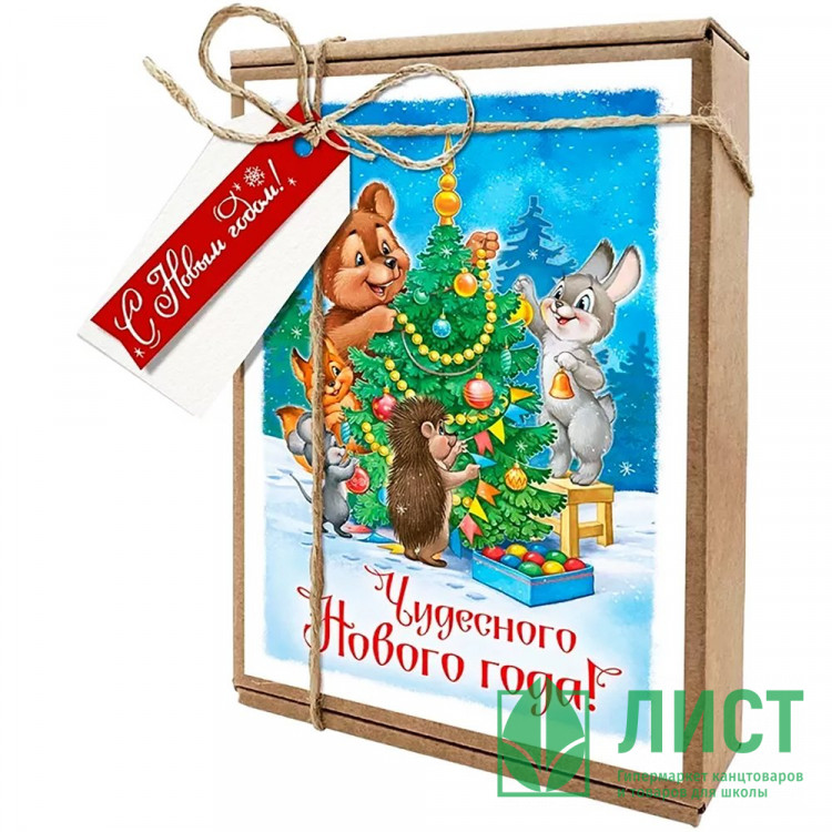 Набор д/упаковки "Ретро.Зимнее веселье" (наполн.открыт.бечевка,2бирки) 17*13*4см арт.93,072,00