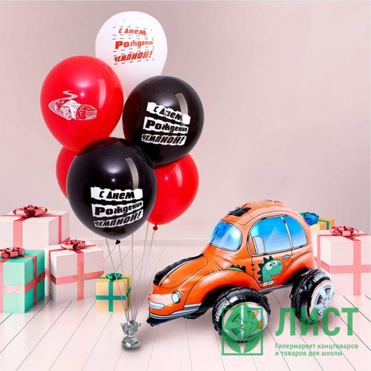Букет шаров 07шт/наб. латекс/фольга "С днём рождения, Чемпион" арт.9104317