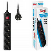 Сетевой фильтр BURO 500SH-3-B, 3м, 5 розеток черный