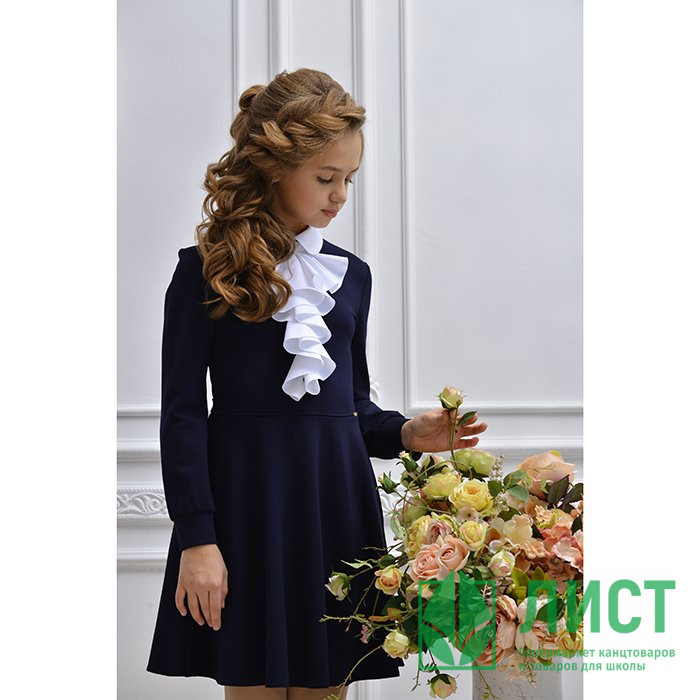 Платье для девочки (ГЕРМИОНА) трикотажное арт.5105 Т размер 38/152 цвет синий