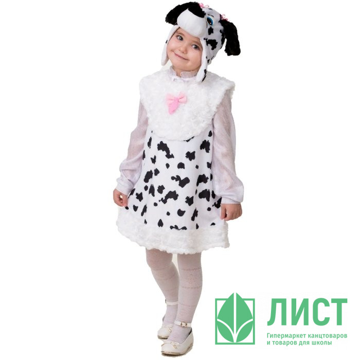 Костюм Д (ЖИВОТНОЕ) Далматиночка Джеси (сарафан,маска) р.26/104-28/110 плюш арт.5318