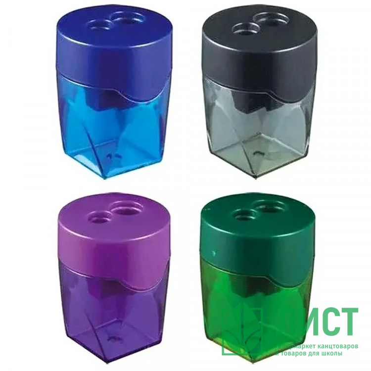 Точилка пл.Deli, контейнер, 2 отверстия, цв. асс. арт.E39768 (Ст.)