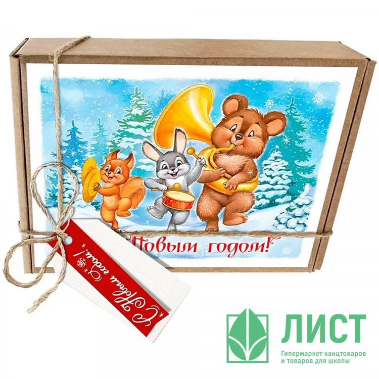 Набор д/упаковки "Ретро. НГ песня" (наполни.,открыт.,бечев,2бир) 17*13*4см арт.93,074,00