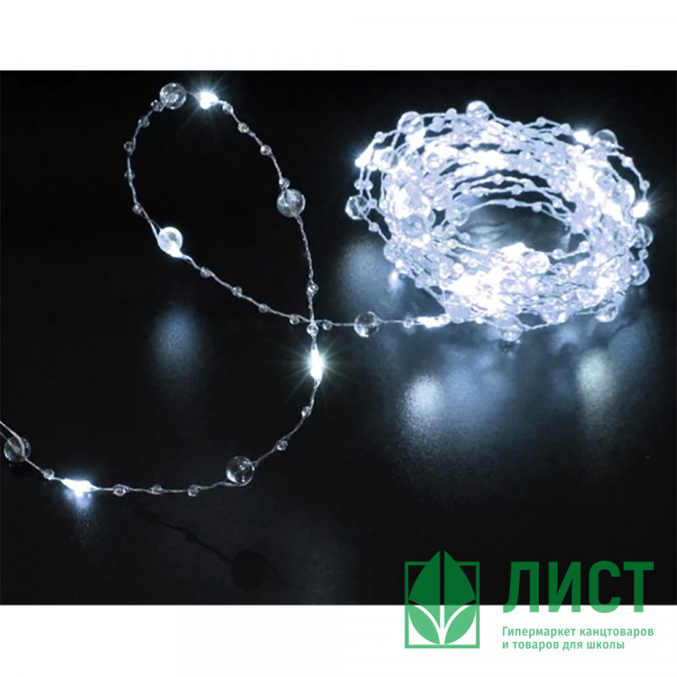Гирлянда эл.д/дома нить Льдинка 010м 100LED (св.провод) цв.белый 8реж. арт.725-0056