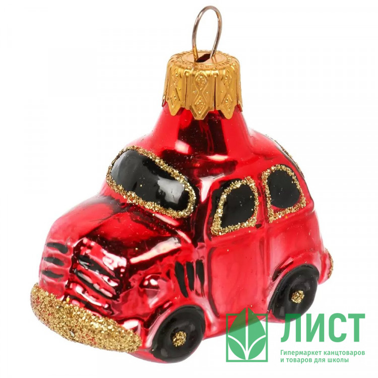 Украшение на ёлку стекло 06см "Автомобиль ЗАЗ" красный п/у арт.ФУ-324/1